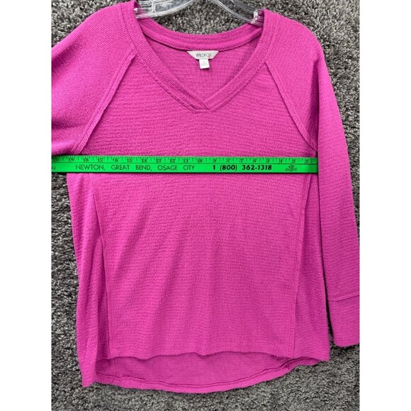 Wildfox Haley Brushed Short Sweater Womens Small Pink Solid V-Neck Raglan SLeeve - Picture 6 of 13